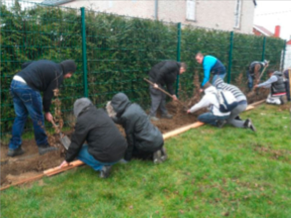 plantation de haie par les élèves de L'Epsis